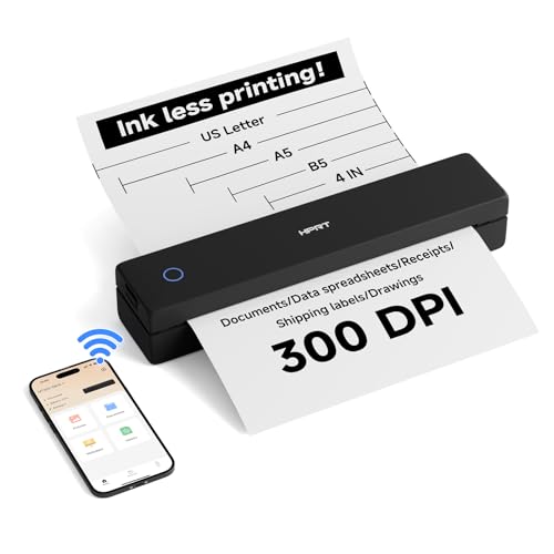 Image of HPRT Portable Thermal Printer-Inkless Printer, Supports Thermal Paper&Labels, Multi-User Bluetooth, Compatible with iOS /Android /Laptop for Home /School /Travel,MT620 Pro 300DPI -300dpi+10sheets