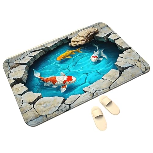 Genérico Illusion Teppich, lustig, rutschfest, mit Teichmotiv,...