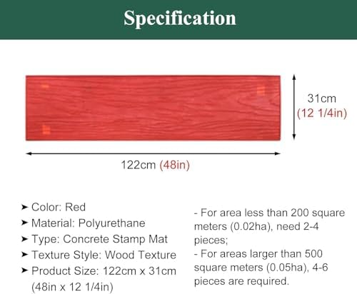 Outdoor Concrete Stamping Mat for Patio & Deck, Polyurethane Wood Texture Mold, Durable Wooden Plank Cement Imprint - 1 Piece for Stunning Surface Finish