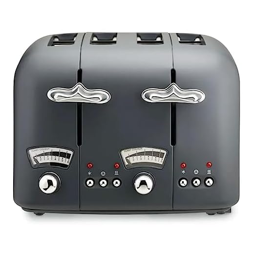De'Longhi Argento Silva CT04.GY, 4 Slice Toaster Grey, H20cm x W27cm x D29.5cm