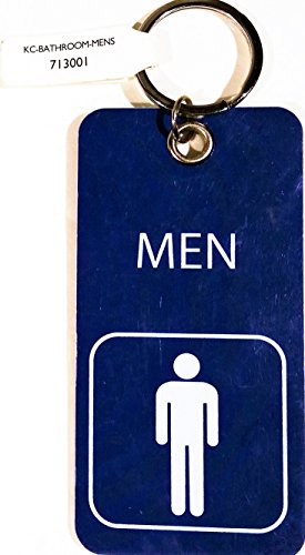 Key Tag with Ring, Mens Bathroom with Symbol, Blue