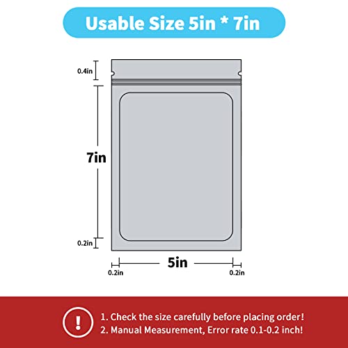 100 Pack Mylar Bags Holographic Smell Proof Packaging Bag For Small Bussiness Resealable Zipper Sealable Pouch Bags Sample, Jewelry, Lipgloss, Food,Soap,Electronic Supplies（5×7 Inch,Black） #TOP1