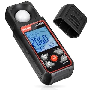 Light Meter for All Lamp Types – Light Meter for Plants Ensuring Optimal Growth – Lux Meter up to 300,000 and Lumen Meter with Protective Carrying Case.