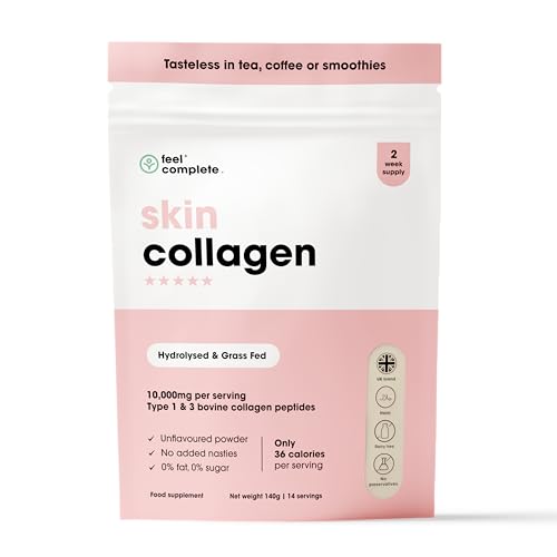 Feel Complete | Tasteless Collagen for Women | Grass Fed & Hydrolysed | Low Calorie | Premium Type 1 & 3 Bovine Collagen Peptides | Halal | Anti Ageing | Hair, Skin & Muscles | 140g | 14 Servings