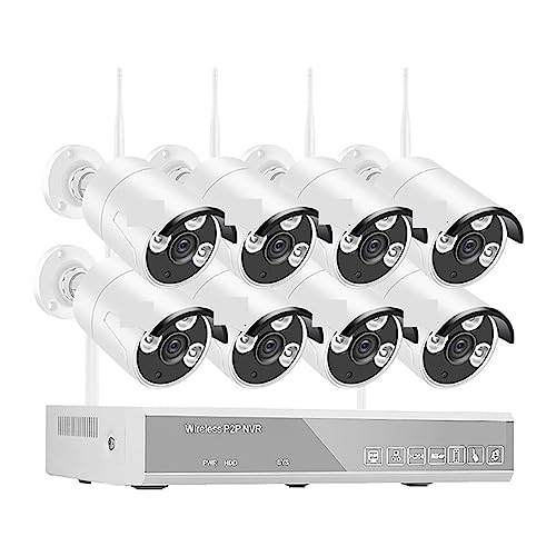 Sistema De Cámaras De Videovigilancia con WiFi Inalámbrico NVR Kit 2MP Smart Home Outdoor CCTV Security Camera Set(None,8 CAM with 8CH NVR)