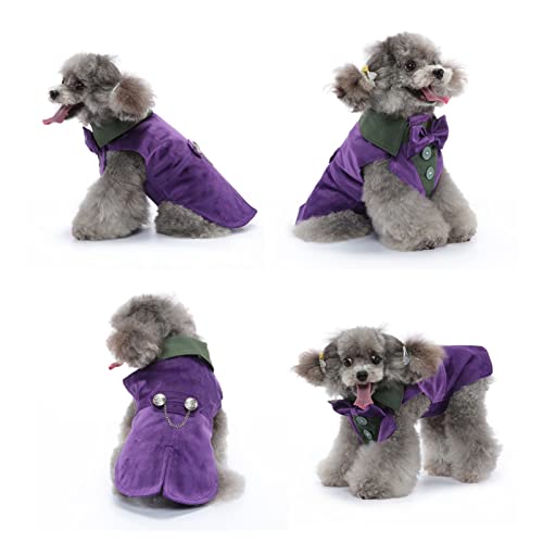 Disfraz elegante para perro con pajarita color morado miniatura 3