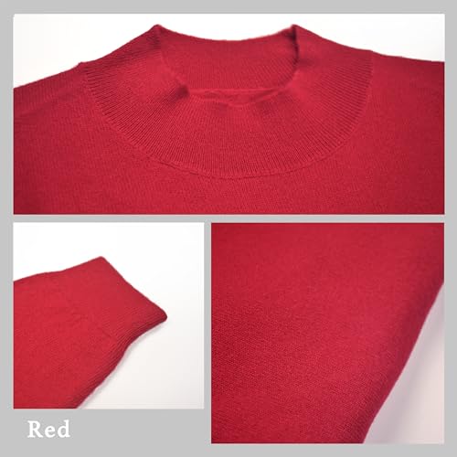 100% Pure Cashmere Sweaters for Women Mockneck Long Sleeve Warm Soft Lightweight Knit Pullover3