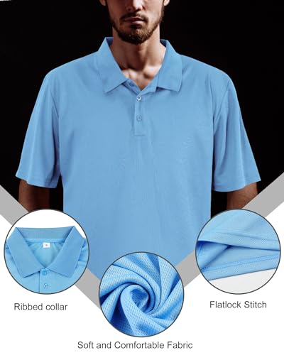 Chuarry 8 Pack Golf Shirt for Man Quick Dry Short Sleeve Casual Collared Athletic Perfomance T-Shirt4