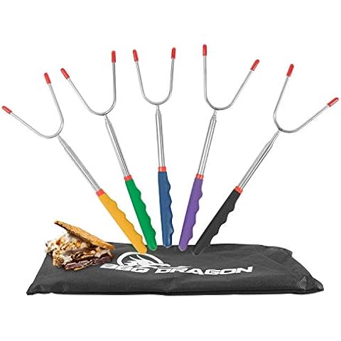 BBQ Dragon Extendable Marshmallow Roasting Sticks and Smores - Campfire Forks, Marshmallow Roasting Sticks, Campfire Sticks, 6 Accessories Sticks, Extends up to 45 inches Cover