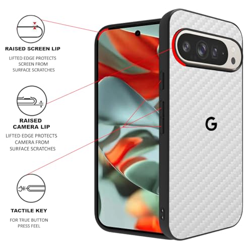 Image of RIGGEAR Sleek Back Cover Case Compatible with Google Pixel 9 Pro XL (PC+TPU|White CF)