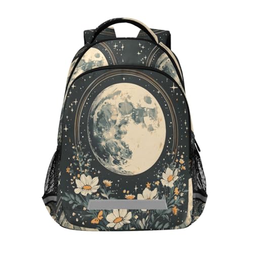 Sac à dos fleur lune pour enfants - Cartable d'école mixte taille unique