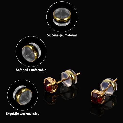 ASTER Soft Silicone Earring Backs for Studs, Gold Silver Belt Rubber Earring Backs Replacements Plastic Earring Backs for Studs Earring Hoops