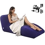 PLKO Inflatable Sofa with Household air Pump，Portable Inflatable Sofa Lounge Chair，Yoga Chaise Lounge,for Outdoor Movies,Indoor Living Room Bedroom （Blue）