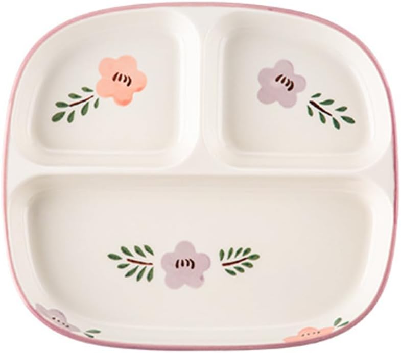 Divided Plates Ceramic, Portion Control Plates for Adults Porcelain, Diet Dinner Plate with Compartments for Dessert Salad Steak Sushi Spaghetti