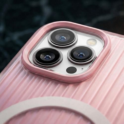Image of amazon basics Streak Magnetic Protective Cover Compatible with iPhone 15 Pro | MagSafe | Camera & Body Protection|Anti Shock,Scratch Resistant|Precise Cutouts Modern Design|Wireless Charging - Pink