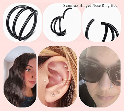 Yrogcu Silver Nose-Ring Hoop Lip Labret-Septum-Clicker : Double Open Stack 16G(1.2Mm) Inner Diameter 8Mm(5/16'') Conch Jewelry Daith Piercing Jewelry Cartilage Earring Hoop Surgical Steel Conch Daith Helix Rook Lobe Earring #TOP6