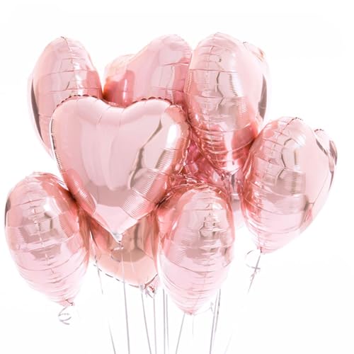 25 Ballon Coeur Rose Or Hélium Rosegold Décoration Romantique pour La Saint Valentin, Déco Fiançailles et Mariage