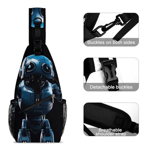 Bolso Crossbody Multifuncional para Viaje Azul Robot miniatura 3