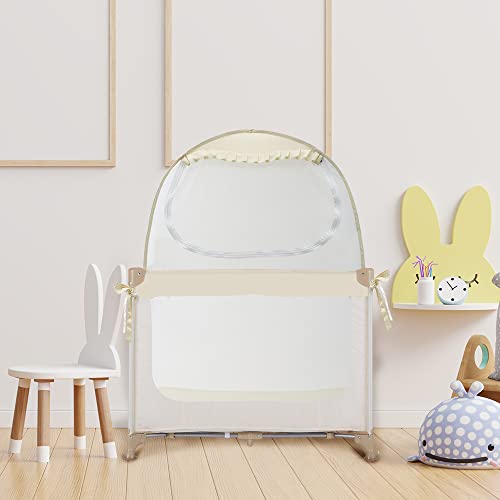 Image of L RUNNZER Pop Up Pack N Play Tent, Baby Net to Keep Toddler in, Mini Crib Canopy for Pack and Play, See Through, Breathable & Portable