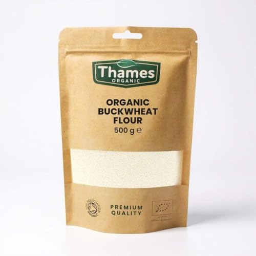 Organic Buckwheat Flour - 100% Pure & Natural Flour - No Additives No Preservatives - Vegan Non-GMO Certified Organic - Great for Baking Cooking - Thames Organic 500g