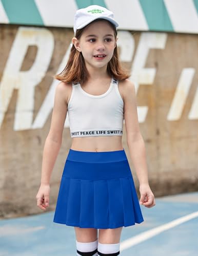 Image of Arshiner Girl's Tennis Skirts with Shorts Athletic Pleated Skirt Workout Performance Skorts with Pockets for Kids 4-13Y