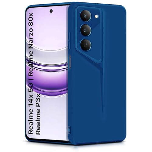 Image of WOW IMAGINE Back Cover for Realme 14x 5G | Realme Narzo 80x | Realme P3x | Blade Series Ultra Thin Case with Lightweight Design | Camera Protection | Soft Matte Silicone Flexible Mobile Case - Blue