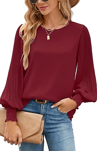 Image of Aifer Womens Tops Dressy Casual Long Sleeve Shirts Chiffon Blouses
