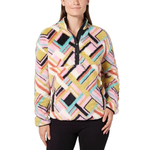 Hurley Ladies' Snap Plush Cozy Pullover Jacket (XXL, Pink Multi)