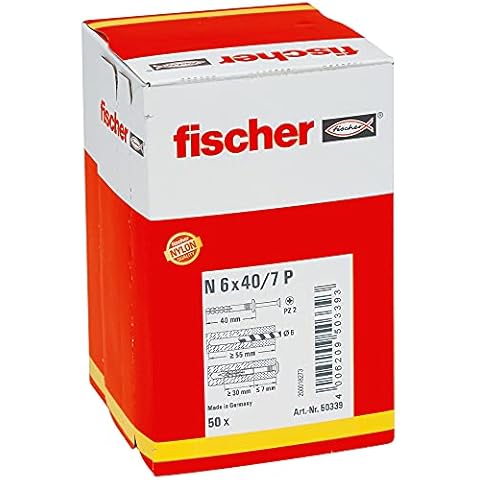 fischer N 6 x 40/7 P Hammerfix Frame Fixing, Pack of 50, 50339 Cover