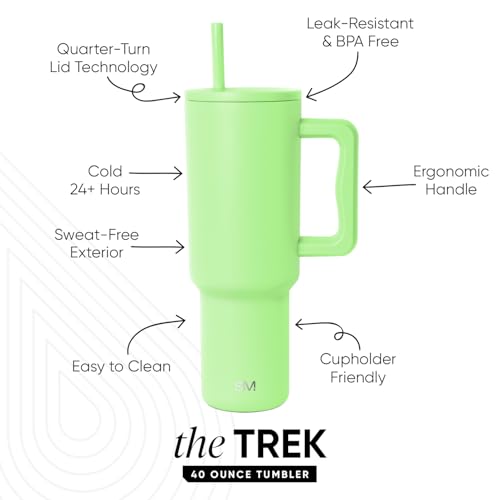 Image of Simple Modern 40 oz Trek Tumbler with Handle and Straw Lid | Cup Holder Friendly Insulated Stainless Steel Travel Mug | Baja