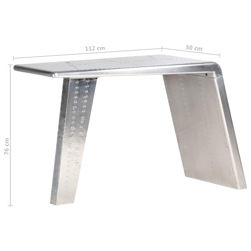 Biurko styl lotniczy 112 x 50 x 76 cm metal srebrny