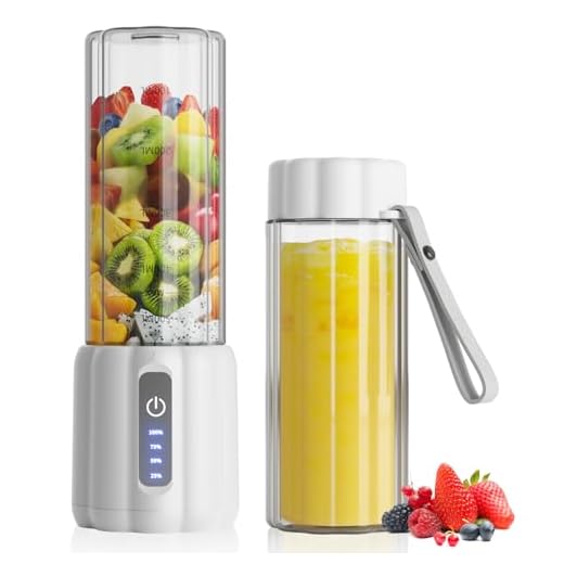 COKUNST Portable Blender, Small Smoothie & Shake Maker with LED Display, 17 oz (500ml) Personal Blender with 6 Blades, USB C Rechargeable Juice Mixer with Extra Lid for Travel, Office, Gym, Home