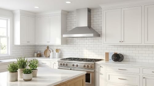 Image of Hauslane Wall Mounted Range Hood 30 inch Convertible Hood 350-750 CFM Base