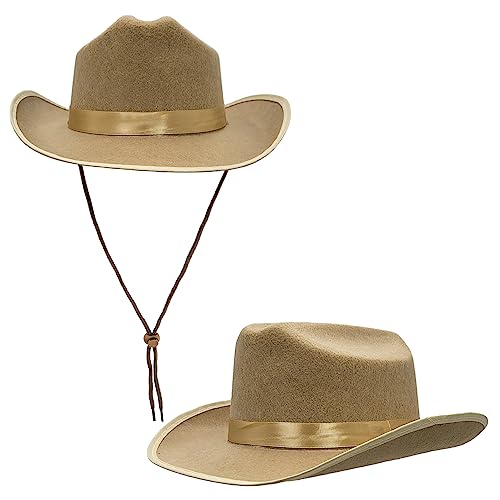 Image of The Dreidel Company Cowboy Felt Western Hat, 22 inch Circumference Dress Up Costume Clothes for Kids, Pretend Play, Party Favors