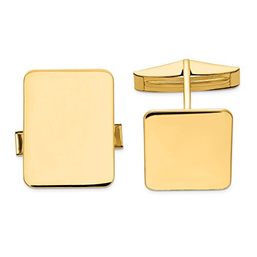 Mancuernillas rectangulares para hombre en oro amarillo 14k