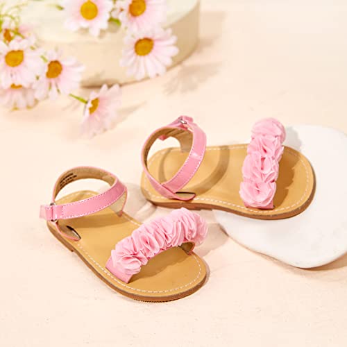 Image of Kolan Toddler Girl Sandals Open Toe Flat Princess Dress Shoes Little Kids