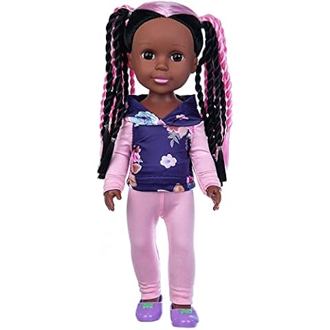 ZITA ELEMENT Black Doll 14.5 Inch Baby Girl Doll and Clothes Set African Washable Silicone Girl Dolls with Cute Hoodie,Trouser, Shoes Cover