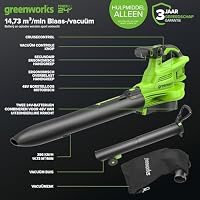 Greenworks 48V(24V x 2) Akku Laubsauger - Laubbläser mit Schultergurt, bürstenlosem Motor, 386 km/h, 14.73 m³/min, 45L Fangsack OHNE Zwei Batterien und Ladegerät, 3 Jahre Optimal BL48L01-01 – Ansicht 2