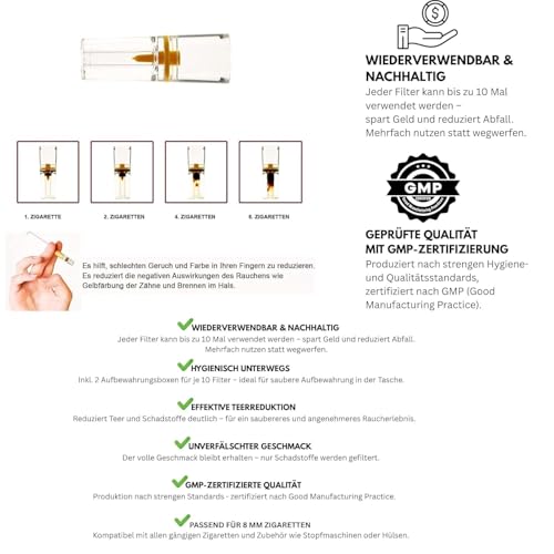 Clearfee Zigarettenfilter | mit Reise-Etui | 8mm Regular | Zigarettenspitzen Microfilter | Filter-Aufsatz | BPA Frei (300er pack)