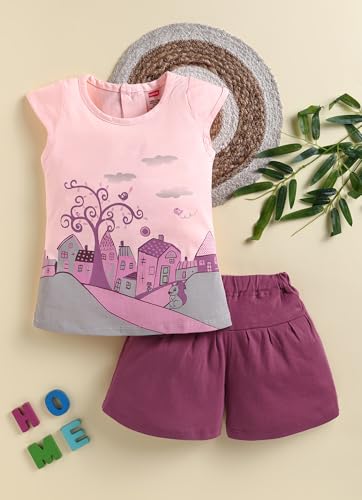 Image of LuvLap Baby Girls Regular Fit 100% Cotton Half Sleeves Girls Top CoSet Pack of 3