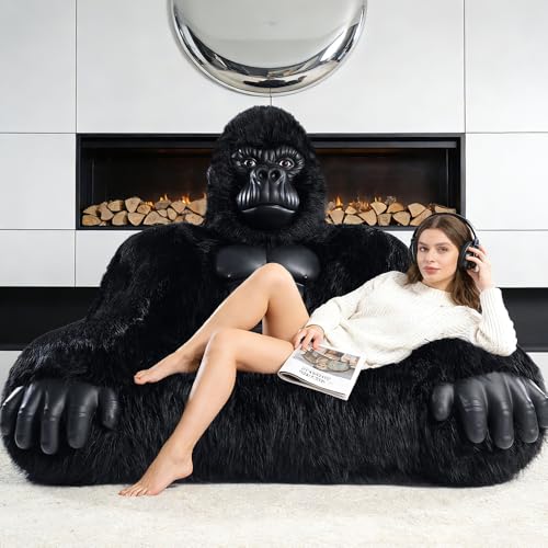 MASTAOUTDOOR Giant Inflatable King Kong Sofa Gorilla Blow Up Sofa Multifunctional King Kong Air Couch Portable Gorilla Chair Plush Furniture (Black)