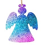 Glitzer-Pailletten-Punkt-Engel-Form, 1 Stück, Weihnachts-Holzornamente, zum Aufhängen an Weihnachtsbäumen