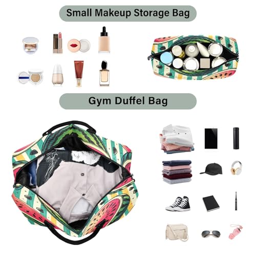 Large Foldable Travel Duffel Bag, Waterproof Gym Bag for Men & Women, Carry-On Luggage Weekender Overnight Bag, Sweet Watermelon4