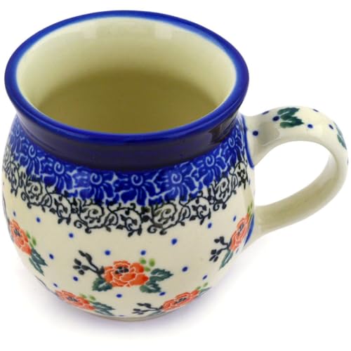 Taza artesanal polaca Polish Pottery 8 oz con patrón Pasadena Delight