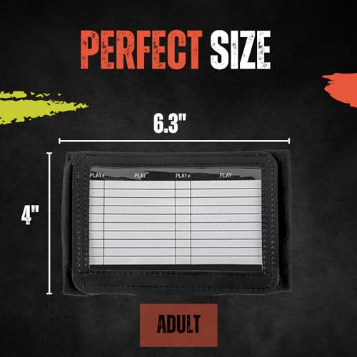 dd qb playbook wristband youth and adult size - black football quarterback play wristbands for adult and youth - wrist coach for all sports with 3 compartments