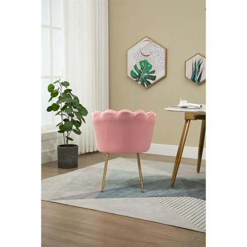 Image of Set of 2 Accent Chair for Living Room | Modern Armchair in Soft Velvet Fabric with Sturdy Legs | Premium Chair for Home Living Room Bedroom Restaurent | (Flower Design, Baby Pink)