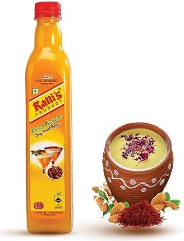 Ralli's Kesar Badam Syrup Sharbat 500ml | Premium Instant Refreshing Drink | Ready to Mix With Water, Milk, Ice Creams, Faloodas, Mock Tails, Desserts & Sweets