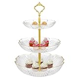 Taille & Colis: Les largeurs des 3 plateaux de service à étages sont 15.5 cm / 6.1 Inch, 21 cm / 8.27 Inch, 25 cm / 9.84 Inch, avec une hauteur totale de 35 cm / 13.78 Inch. Et le colis comprend 1pcs de support à cupcakes avec quelques colonnes métalliques et vis