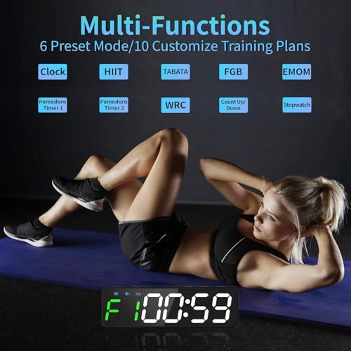 Ousmile Mini Gym Timer, Portable Gym Clock with Strong Magnet, Interval-Timer for Workout, Stopwatch with Built-in Powerful Battery, 12/24H Digital Clock Countdown Time for Home/Gym/Garage (Black) - 4