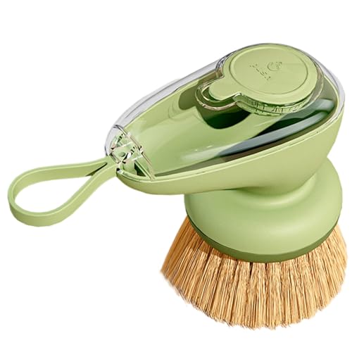 Cepillo dispensador de jabón de palma – Dispensador de jabón de cepillo para platos, limpiador de fregadero, herramienta de cerdas de platos, estropajos compactos para utensilios de cocina y fregadero